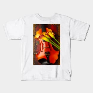 Calla lilies On Baroque Violin Kids T-Shirt